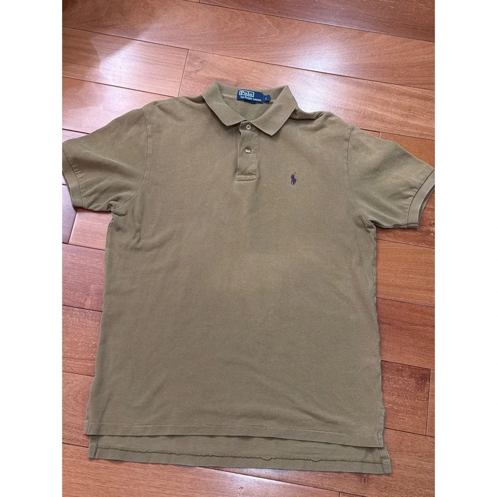 Polo Ralph Lauren Polo‎ Shirt Mens Olive Green Short Sleeve Pique Large